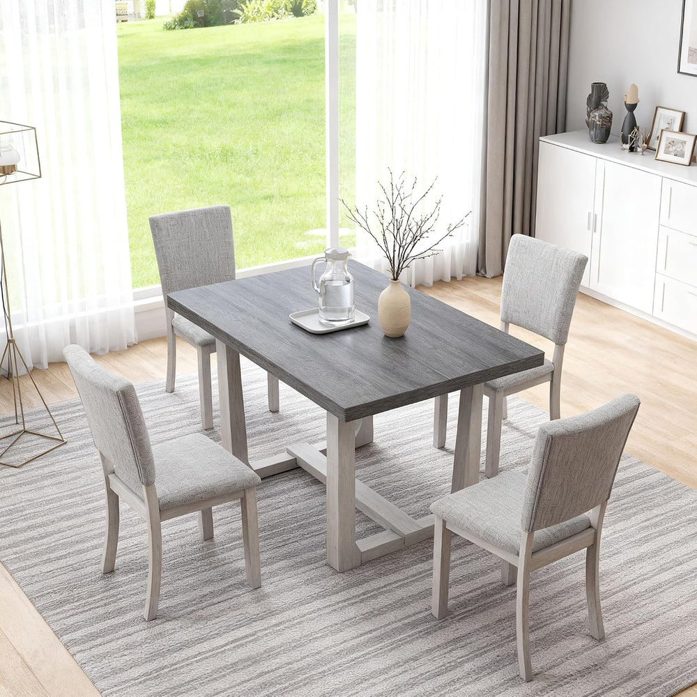 leovanni Rectangle Dining Table Set of 4, 48" Rectangle Kitchen Table an...
