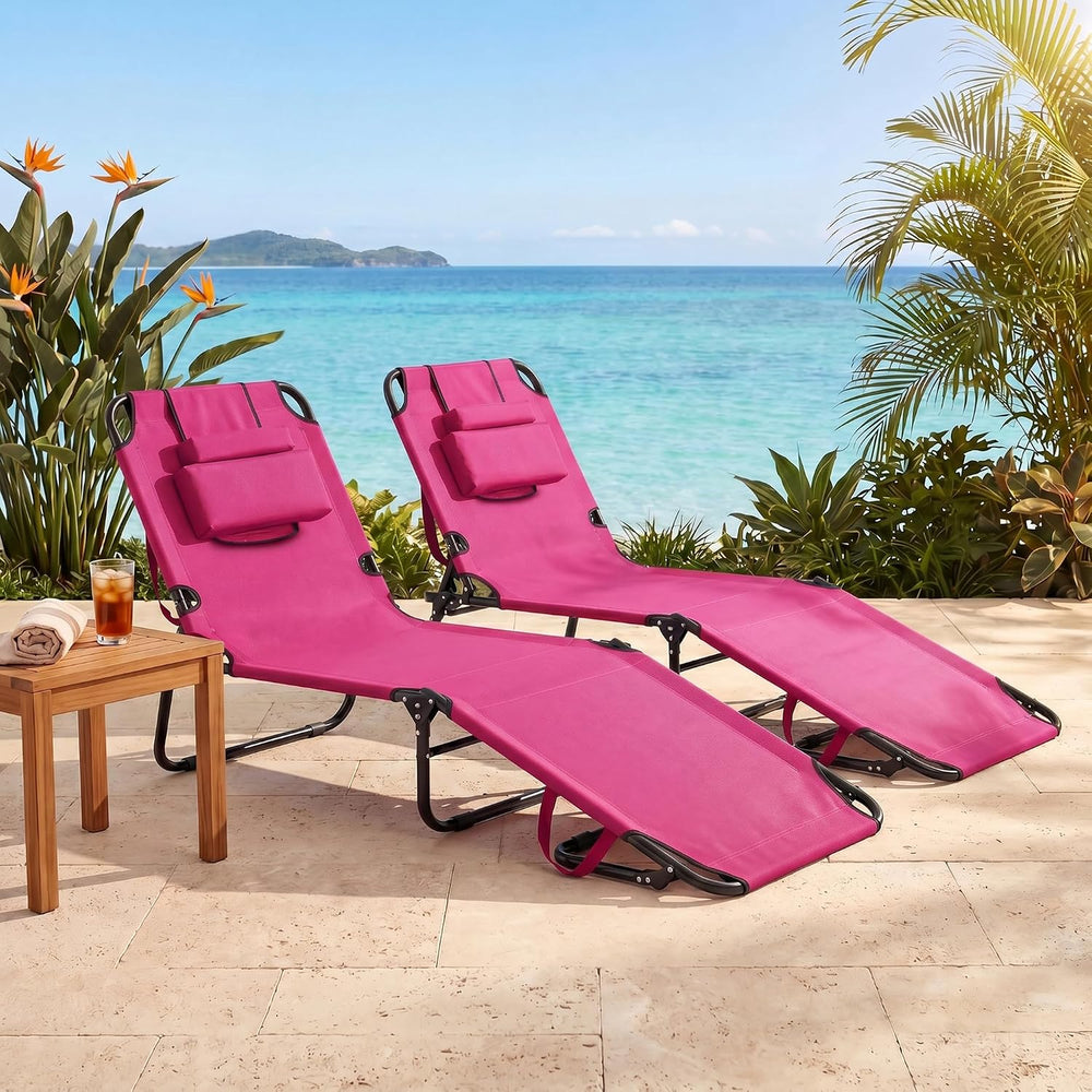 Goplus Tanning Chair, Folding Beach Lounge Chair with Face Hole, Removable Pi...