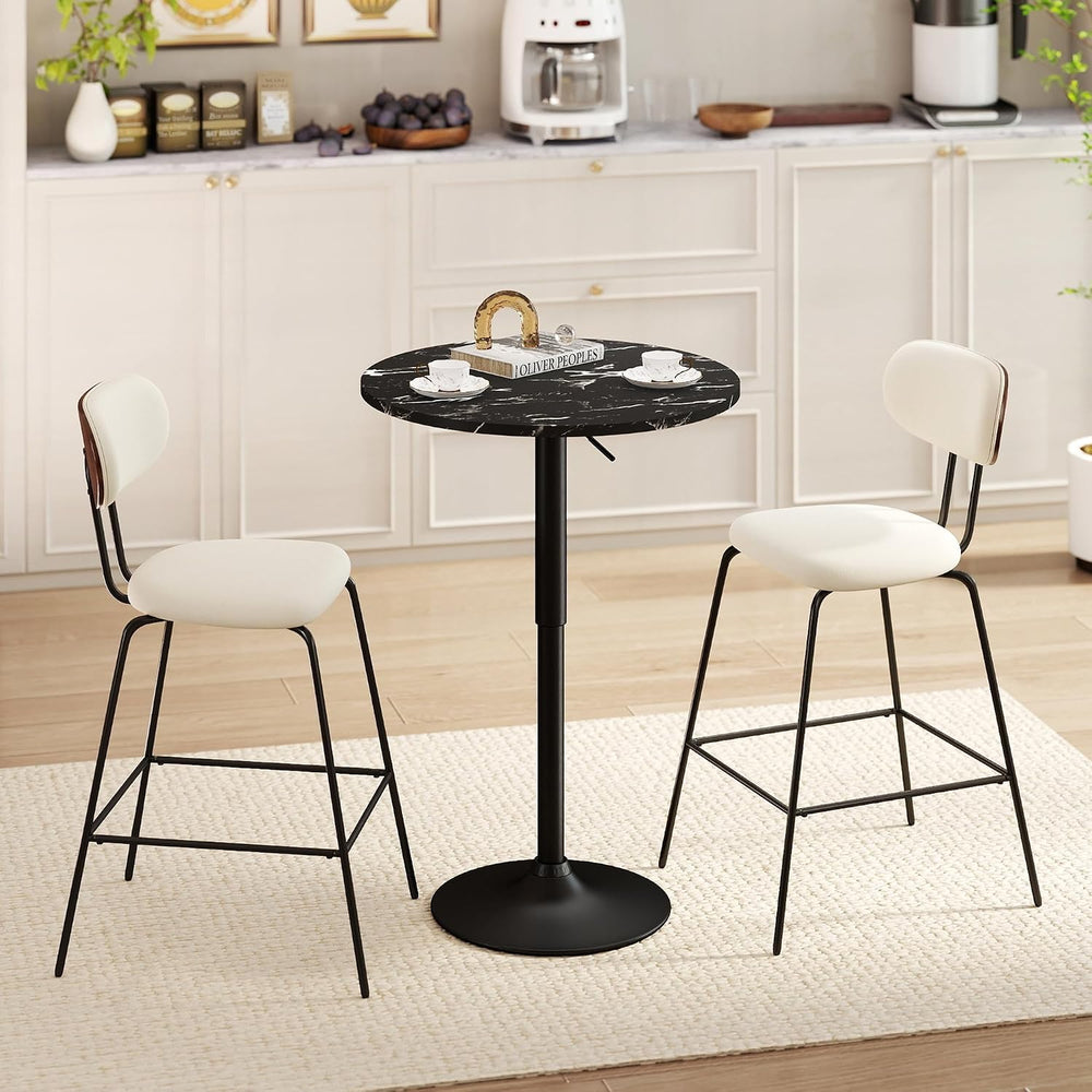 NOBPEINT Round Bar Tables, 360° Swivel Height Adjustable Bistro Pub Table wit...