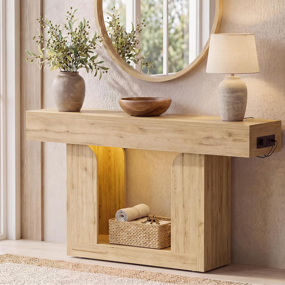Homieasy Console Table, 47" Entryway Table with Charging Station