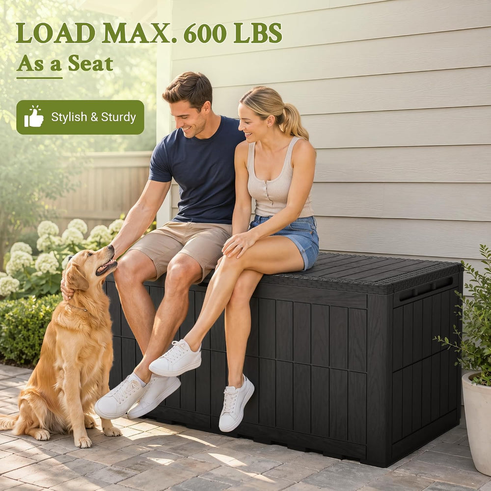 Flamaker 220 Gallon Large Outdoor Storage Box Waterproof, XL Resin Deck Box