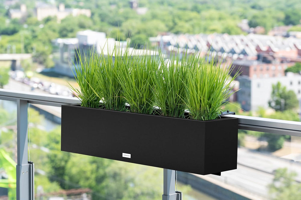 Veradek Block Series Railing Planter - Outdoor Window Box with Bracket