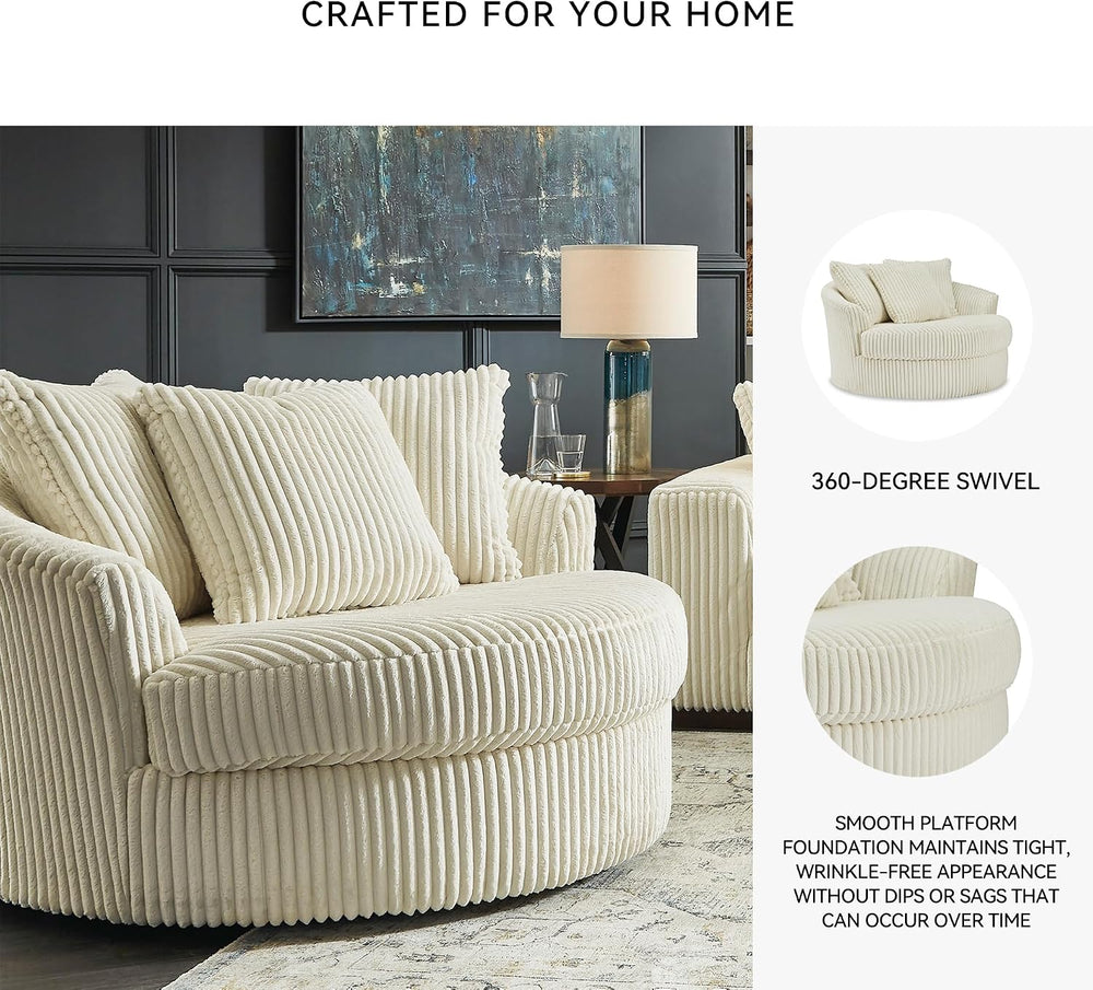 Signature Design by Ashley Lindyn White Oversized Swivel Accent Chair