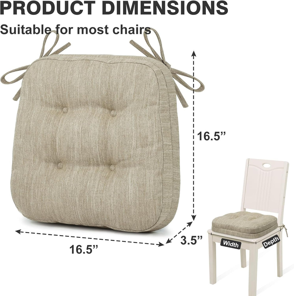 Shinnwa Dining Chair Cushions Set of 6, Dual-Layer Memory Foam Kitchen Chair ...