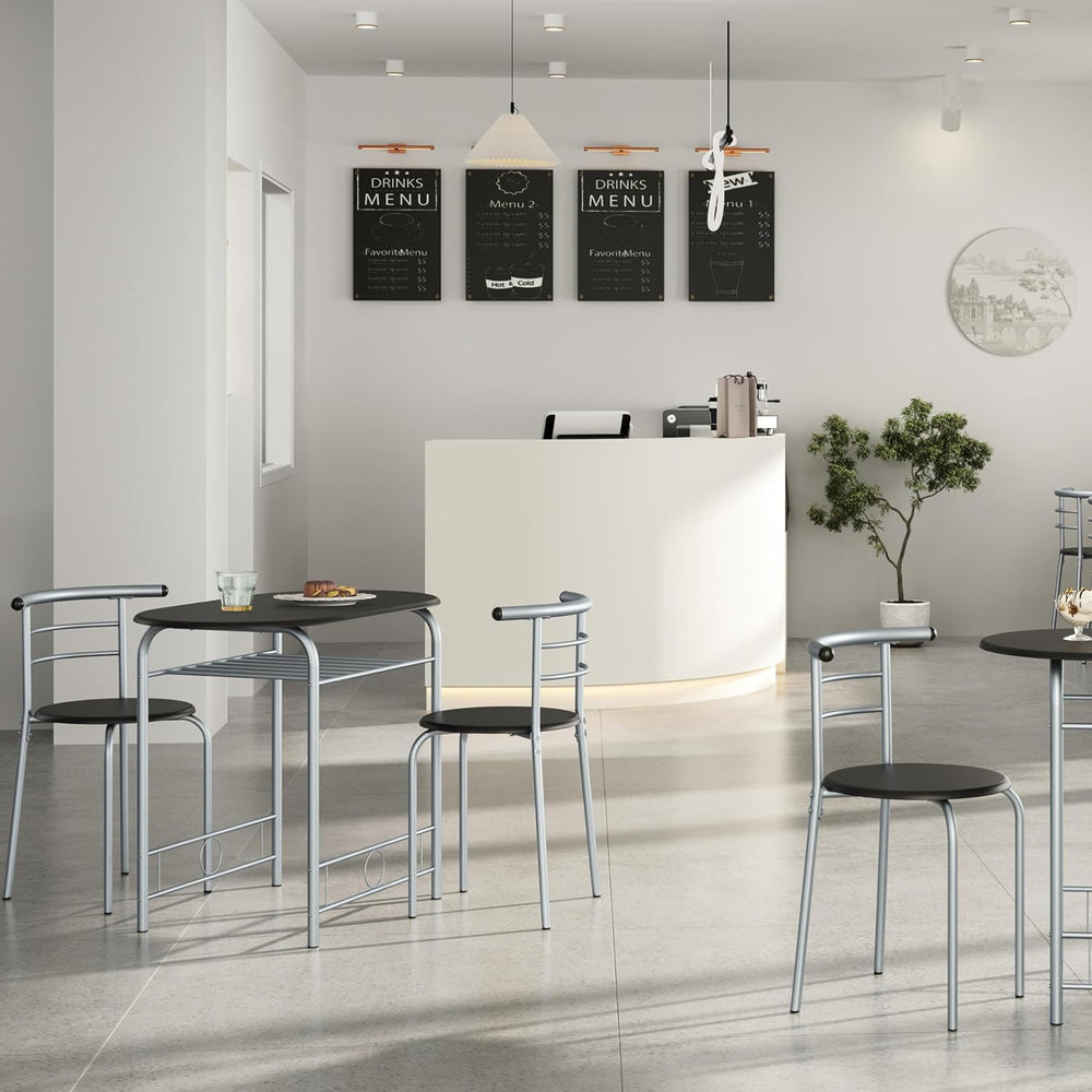 Yaheetech 3 Piece Dining Table Set for 2, Small Table and Chairs, Black
