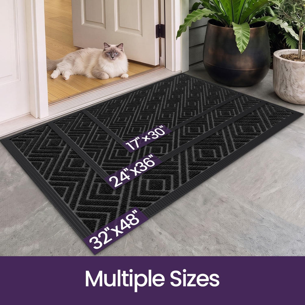 DEXI Front Door Mat Outside Entrance 24x36 Heavy Duty Rubber Entry Doormat