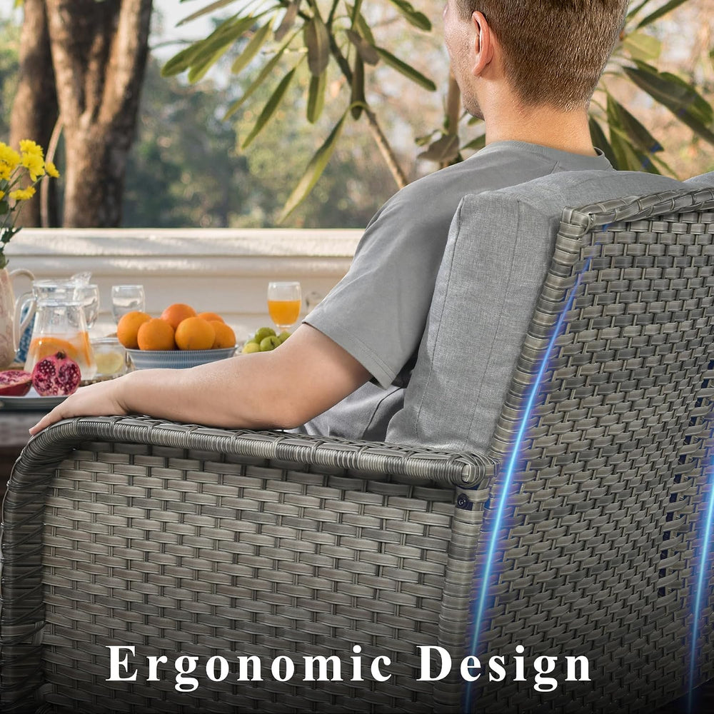 CAODOC 4-Piece Wicker Patio Furniture Set, All-Weather Rattan Conversation Bi...