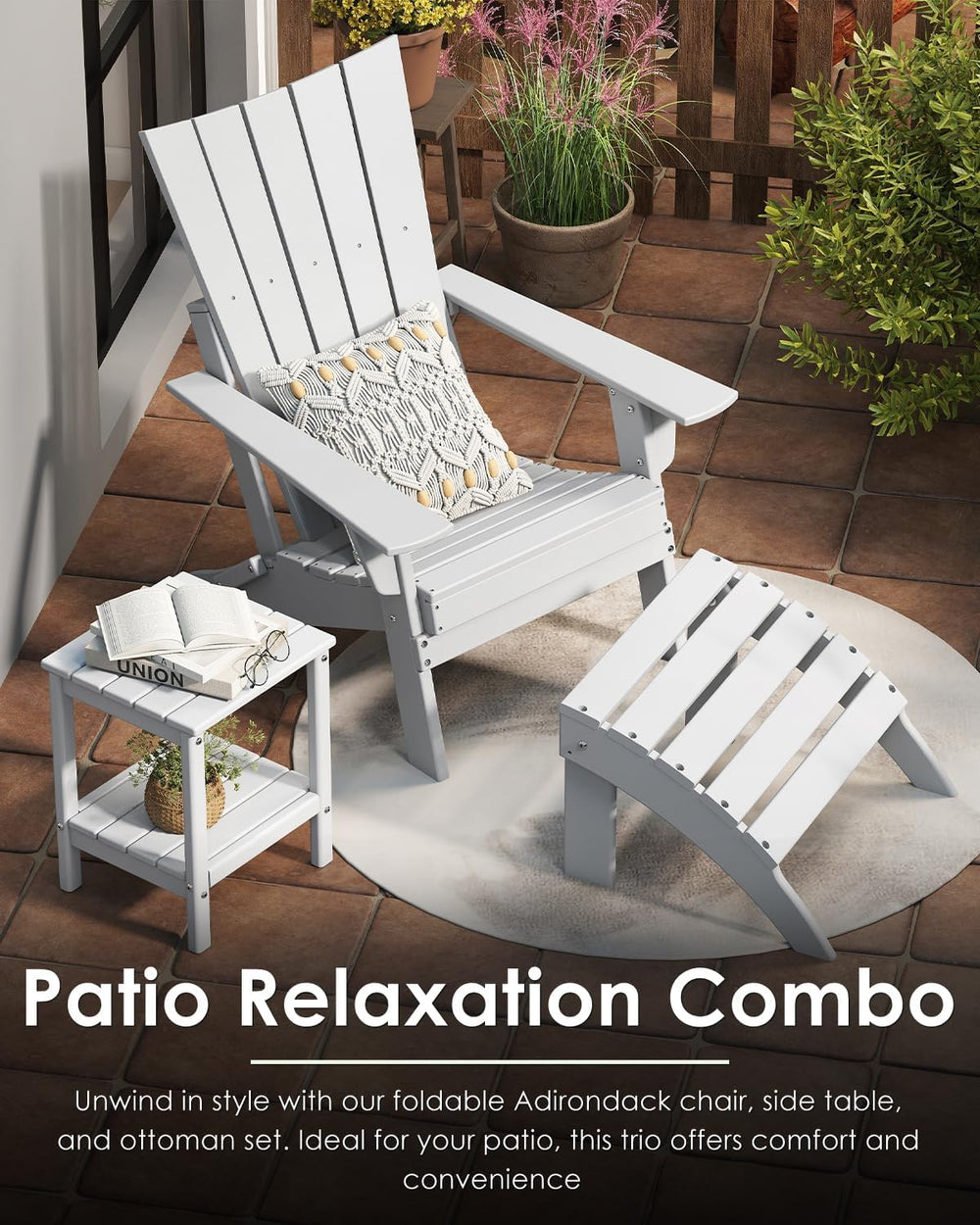 GREENVINES Folding-Adirondack-Chairs-Set-of-2 | HDPE Plastic | Arch Series | ...