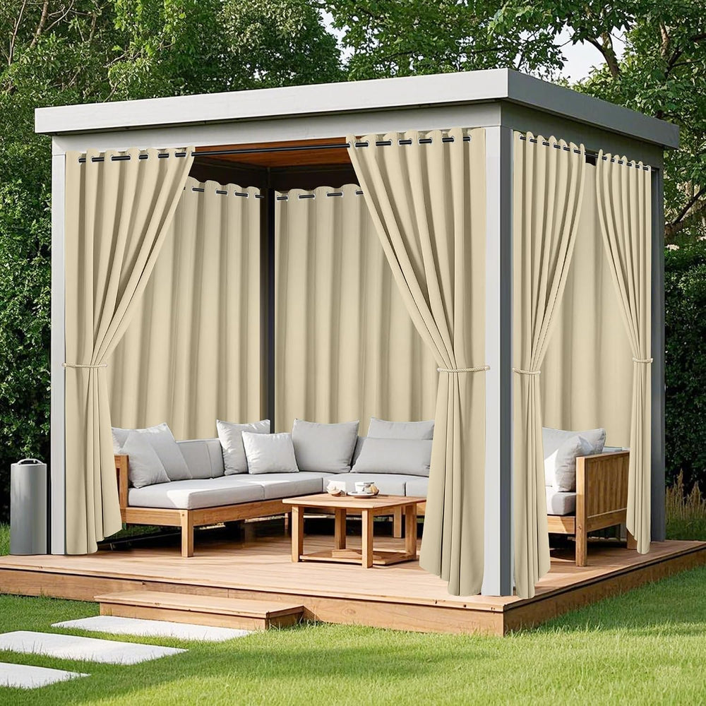 Arfntevss Outdoor Curtains for Patio Waterproof 2 Panels Blackout Curtains 84...