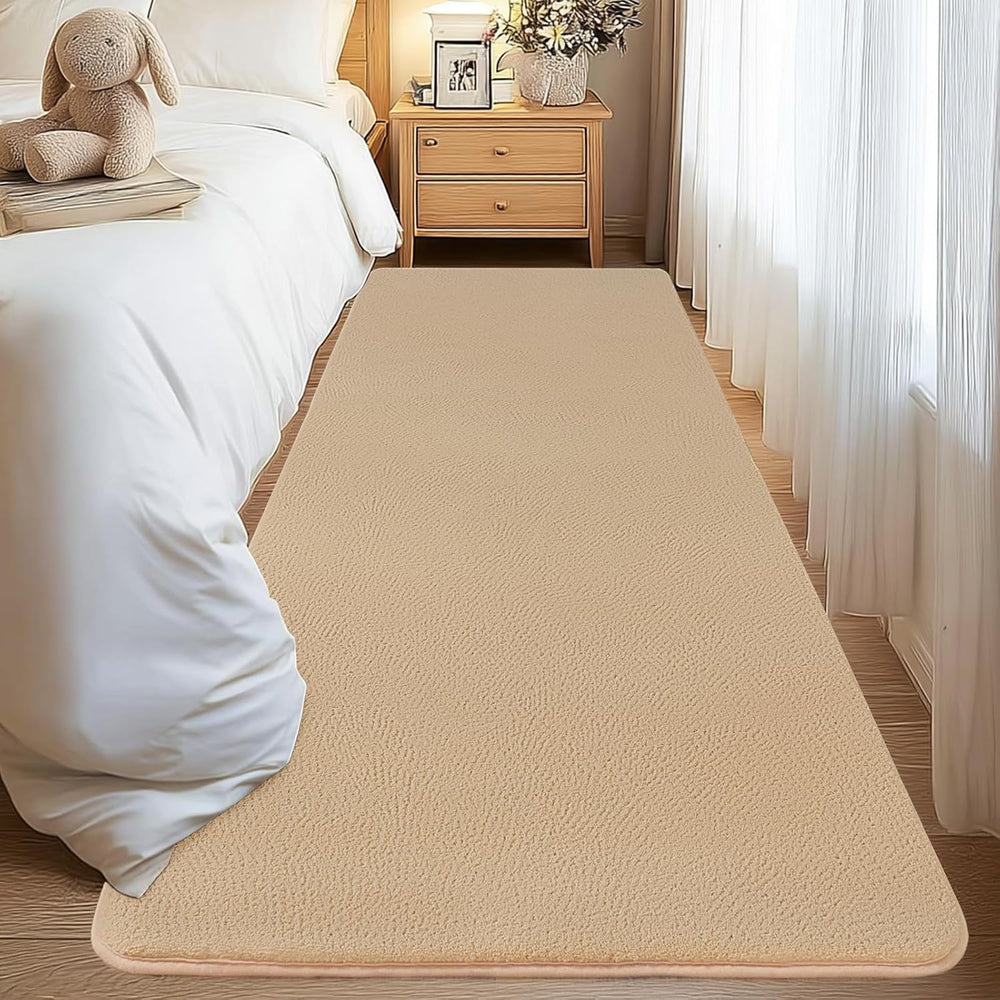 qulint Tan Hallway Rug 2x8, Modern Bedroom Runner Rug Non Slip Soft