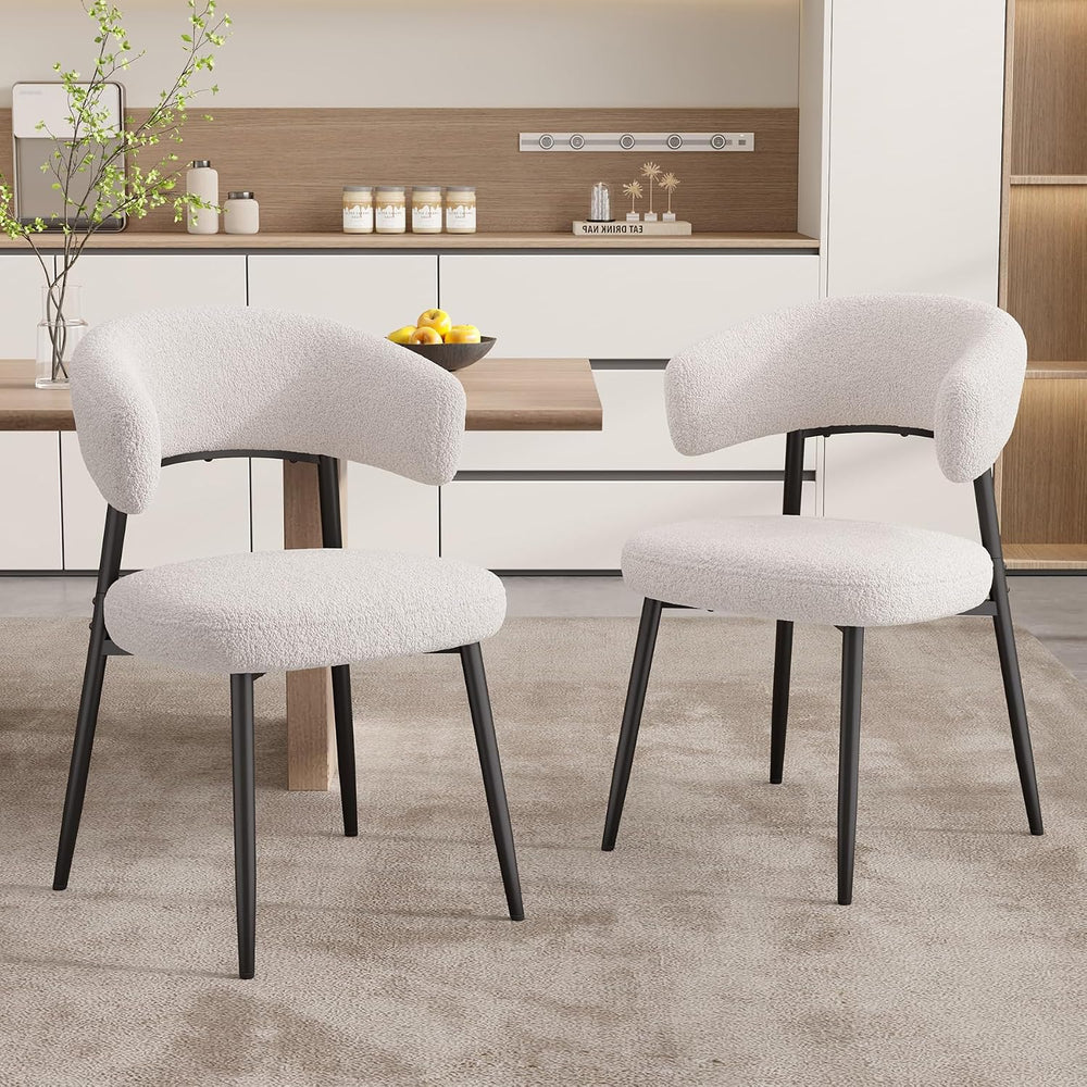 Dining Chairs Set of 6, Mid Century Modern Kitchen Chairs, Boucle Upholstered...