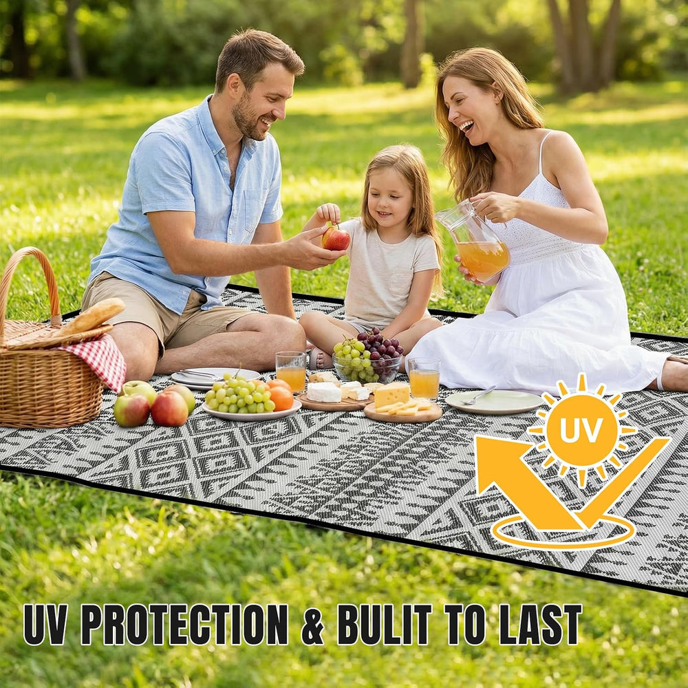 KANAGAWA 8ft x 10ft Reversible Outdoor Rug, Waterproof Plastic Straw Patio Ru...