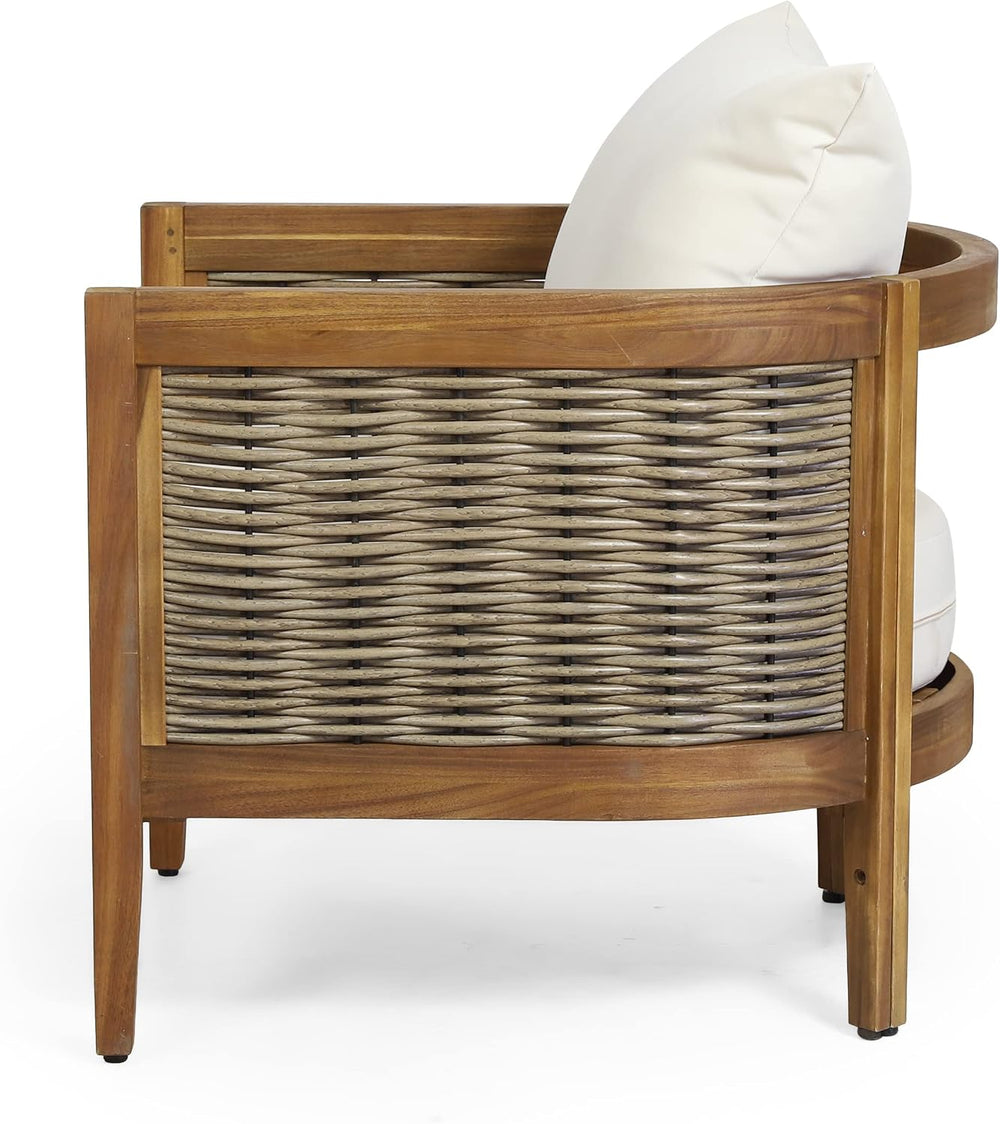 CHRISTOPHER KNIGHT HOME Burchett Outdoor 4pc Chat Set - Acacia Wood and Wicke...