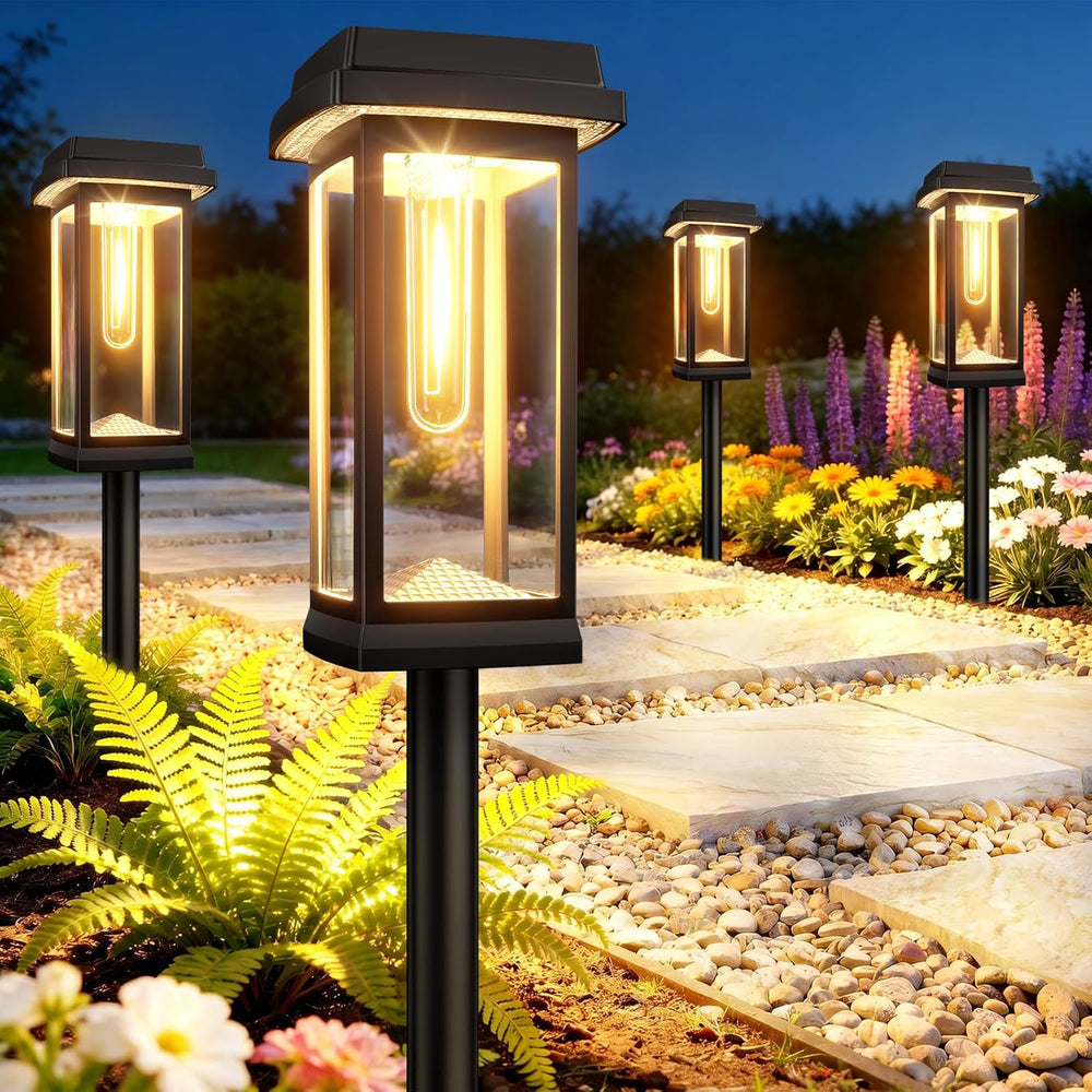 Solar Pathway Lights Outdoor, 8 Pack Upgraded Solar Garden Lights Solar Power...