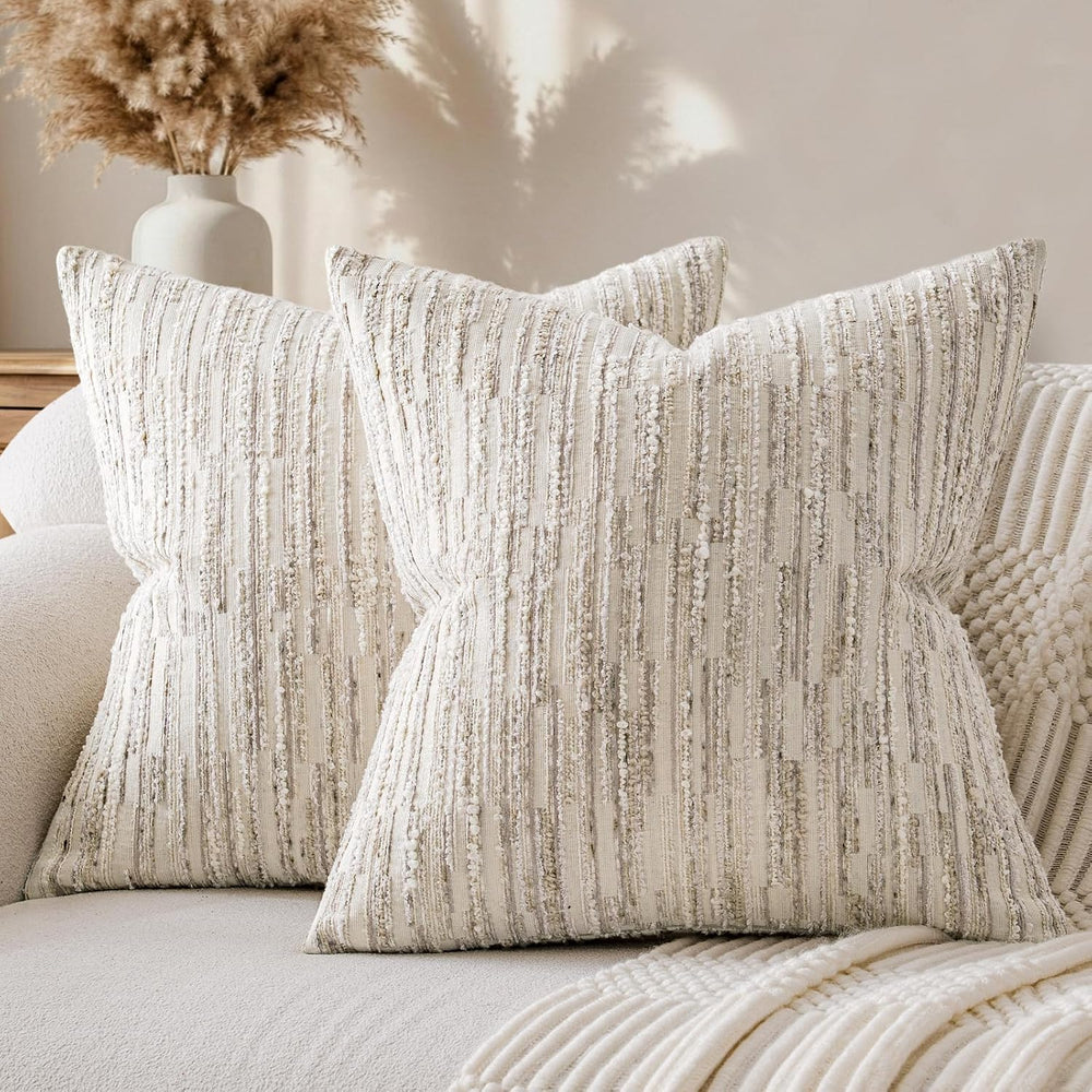 a moment Boho Striped Decorative Throw Pillow Covers 26"X26" Set of...