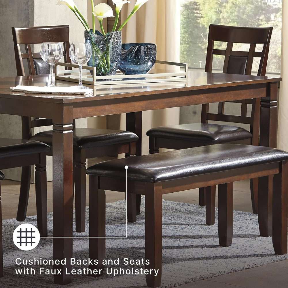 Signature Design by Ashley 6-Piece Dining Table Set with Bench, Dark Brown