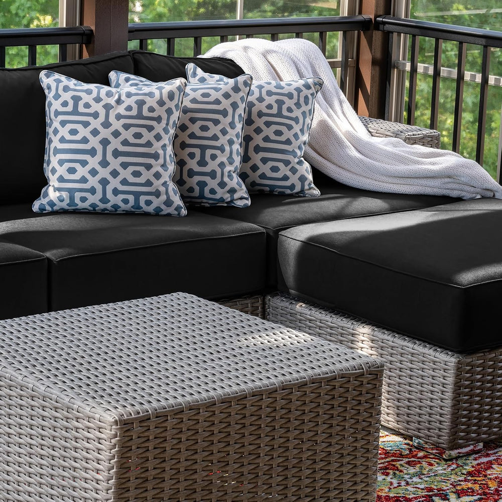 14 Piece Outdoor Patio Waterproof Cushion Covers, Fits 6-Seat Wicker Rattan S...
