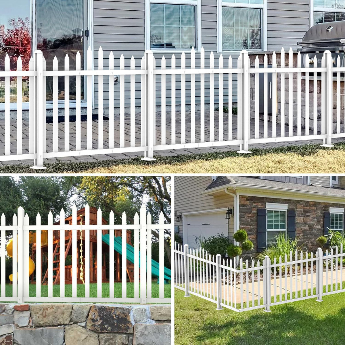 1 set vinyl picket fence panels white 84''wx36''h shown in use