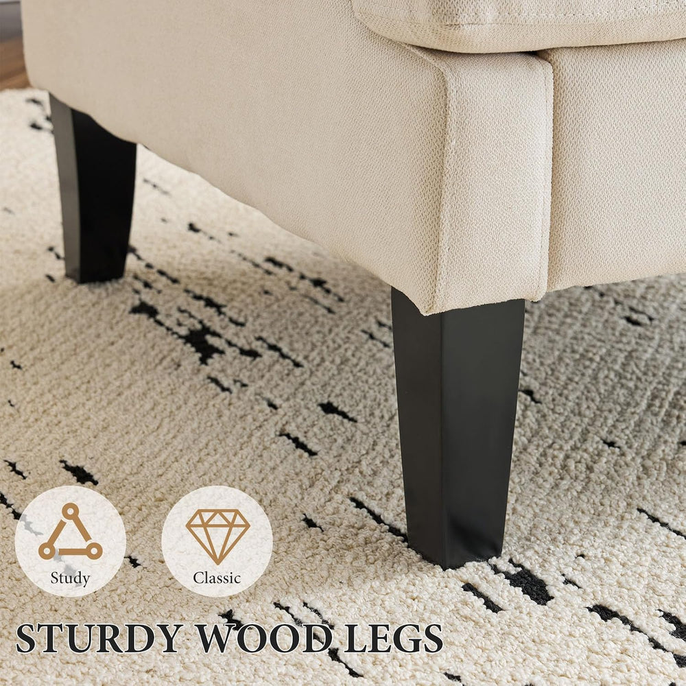 Bezseller Modern Accent Chair with Wood Legs, Beige