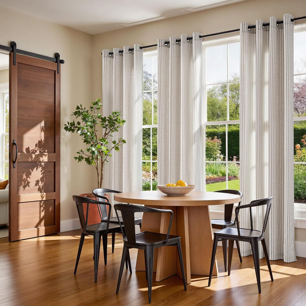Vangao Linen Striped Curtains for Living Room Bedroom Farmhouse