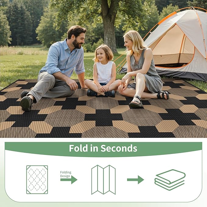 GENIMO Outdoor Rug for Patio Clearance, 6'x9' Reversible Geometric Pl...