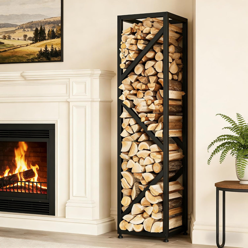 4FT Adjustable Firewood Rack Heavy Duty Metal Log Holder