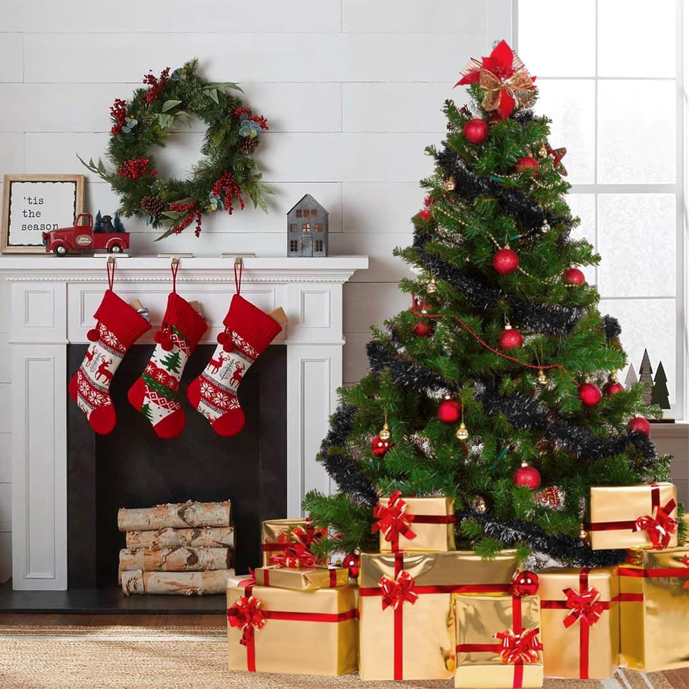 150 FT Black Tinsel Garland - Holiday Tinsel Garland for Christmas, Halloween...