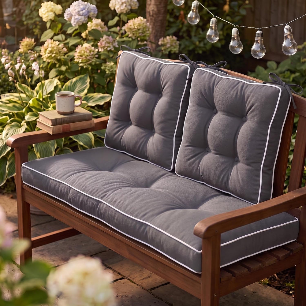 Wenqik 48 x 19 x 4 Inch Outdoor Bench Cushion Set of 3 Waterproof Tufted 1 Pa...