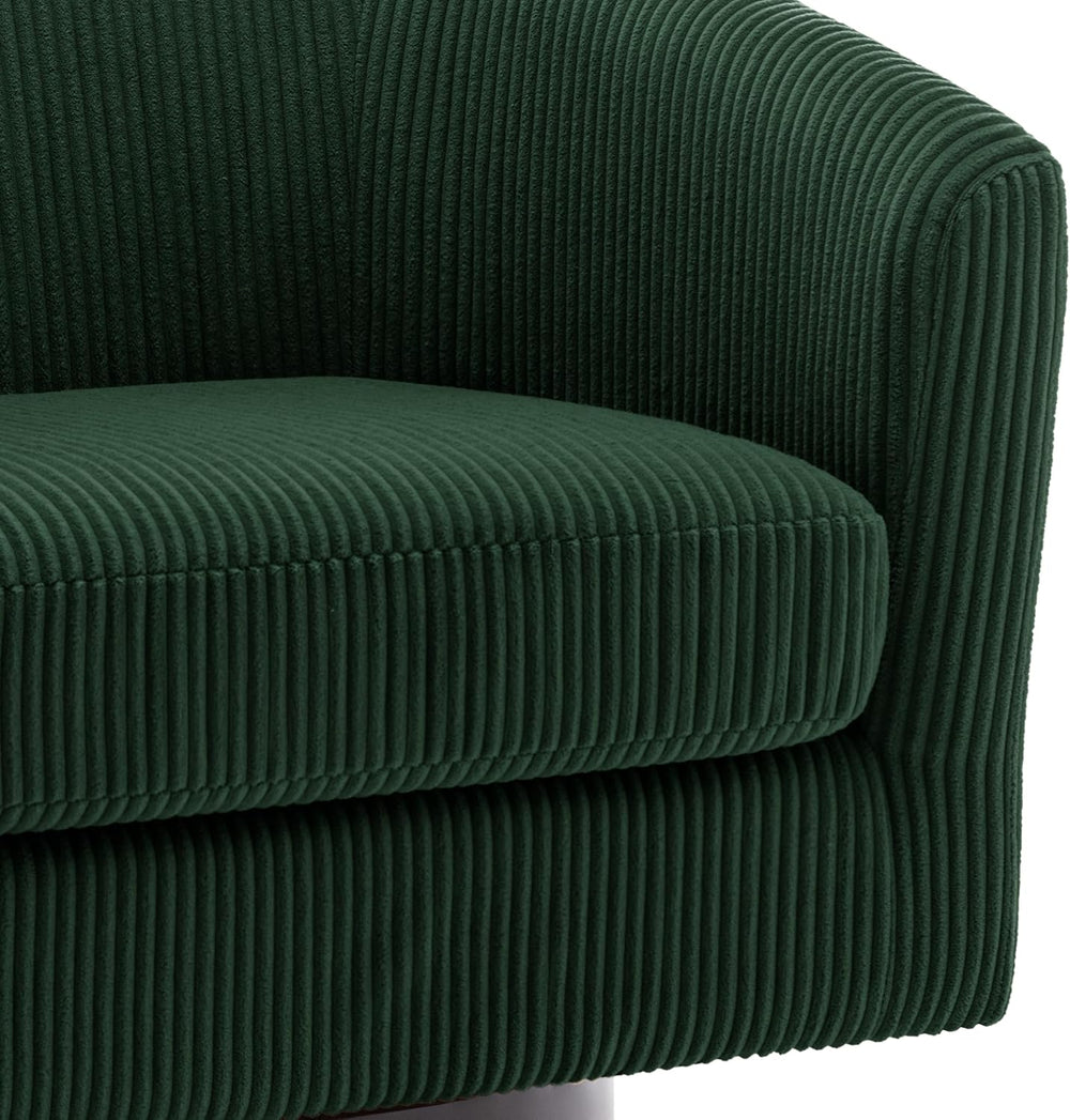 Swivel Barrel Chairs Set of 4, Corduroy Accent Chair, Dark Green