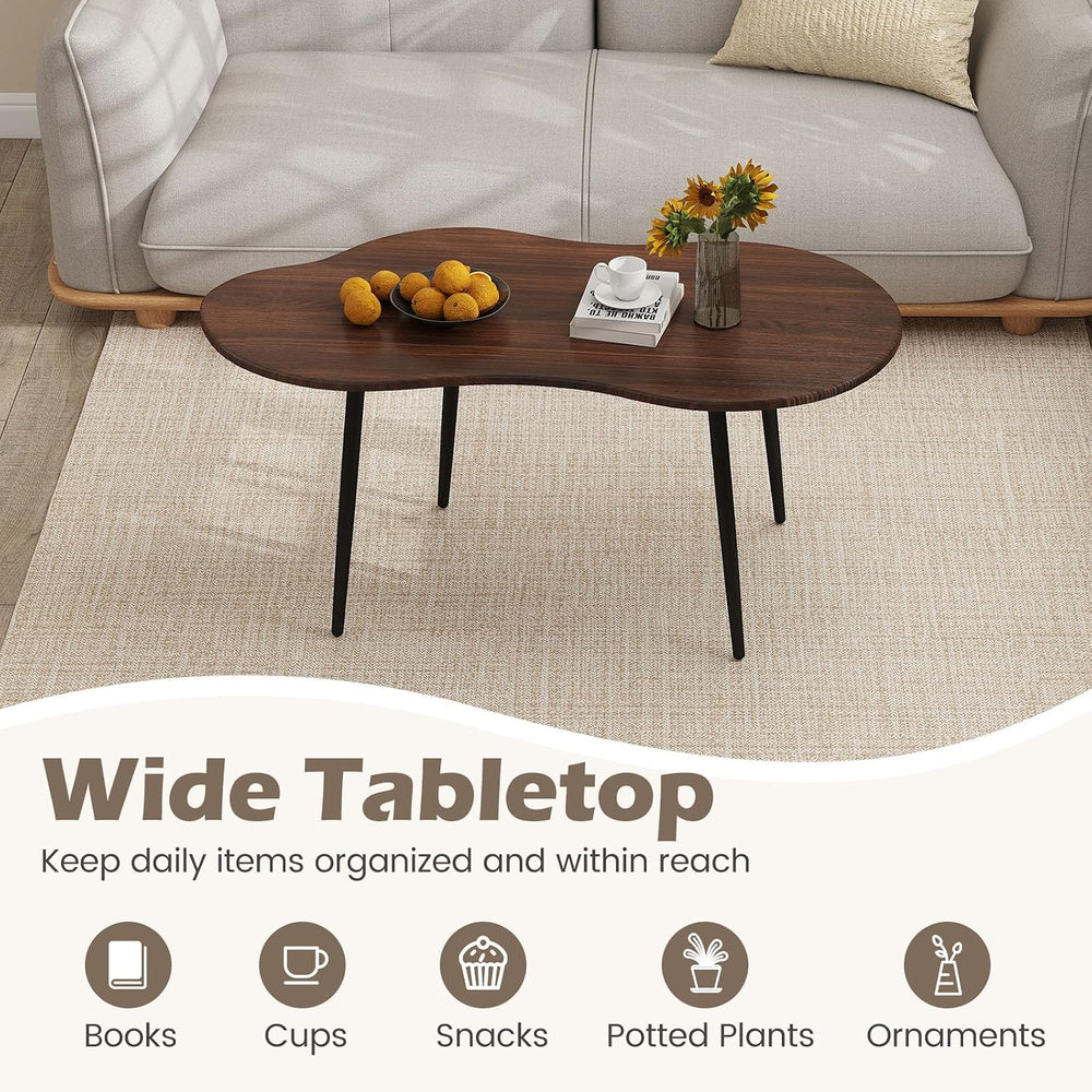 GIANTEX Small Coffee Table, 39.5" Cloud Center Table, Walnut