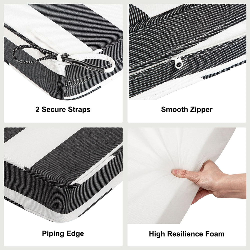 19x19x3 Inch utdoor Square Corner Chair Cushions with Ties Set of 2, Water&am...