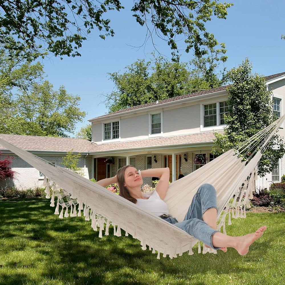 Hammock Hanging Swing Double Max 500lbs Macrame for Indoor Outdoor Patio Yard...