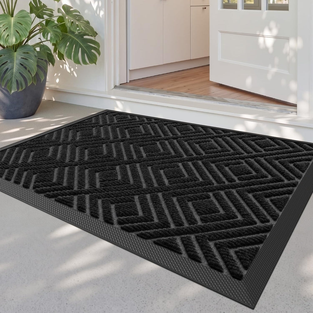 DEXI Front Door Mat Outside Entrance 24x36 Heavy Duty Rubber Entry Doormat