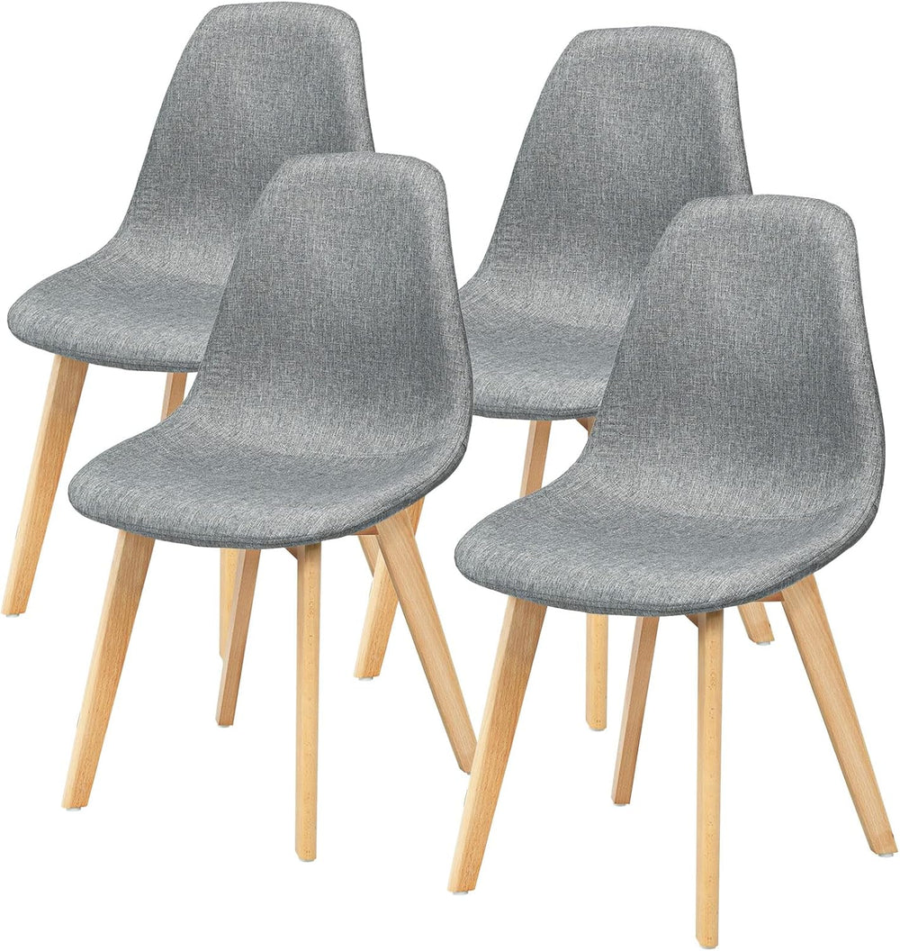 GIANTEX Set of 4 Kitchen Dining Chairs, Easily Assemble Modern Fabric Cushion...
