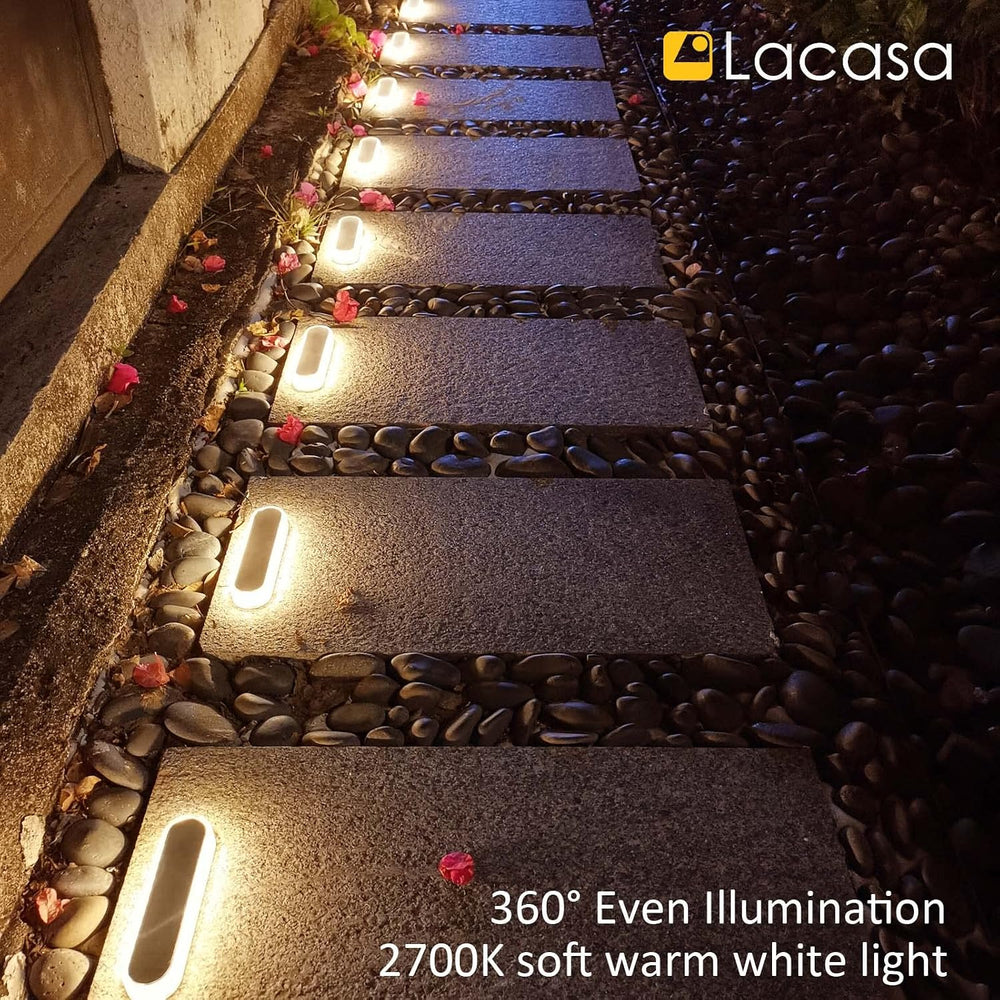 Lacasa Solar Deck Lights, 4 Pack 40LM Solar Powered Step Lights, LED Dock Lig...