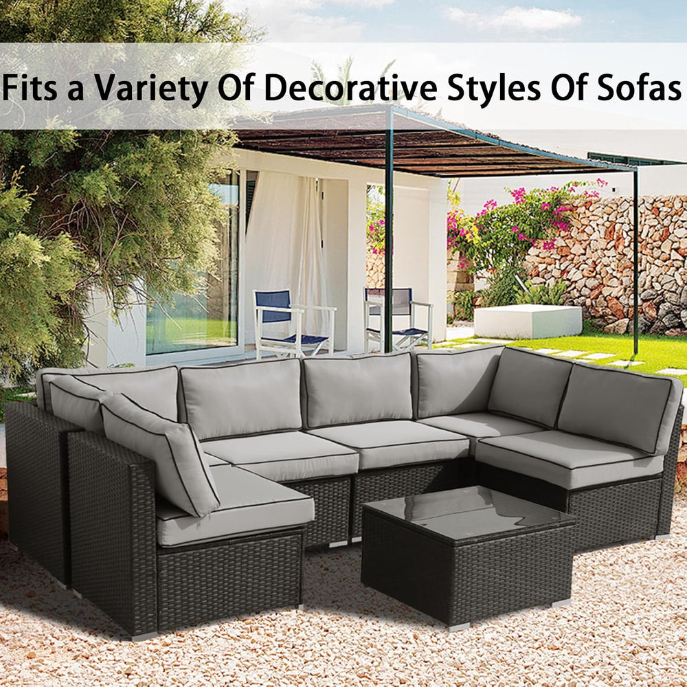 14Pieces Patio Cushion Covers Replacement Outdoor Couch Covers Splashproof UV...