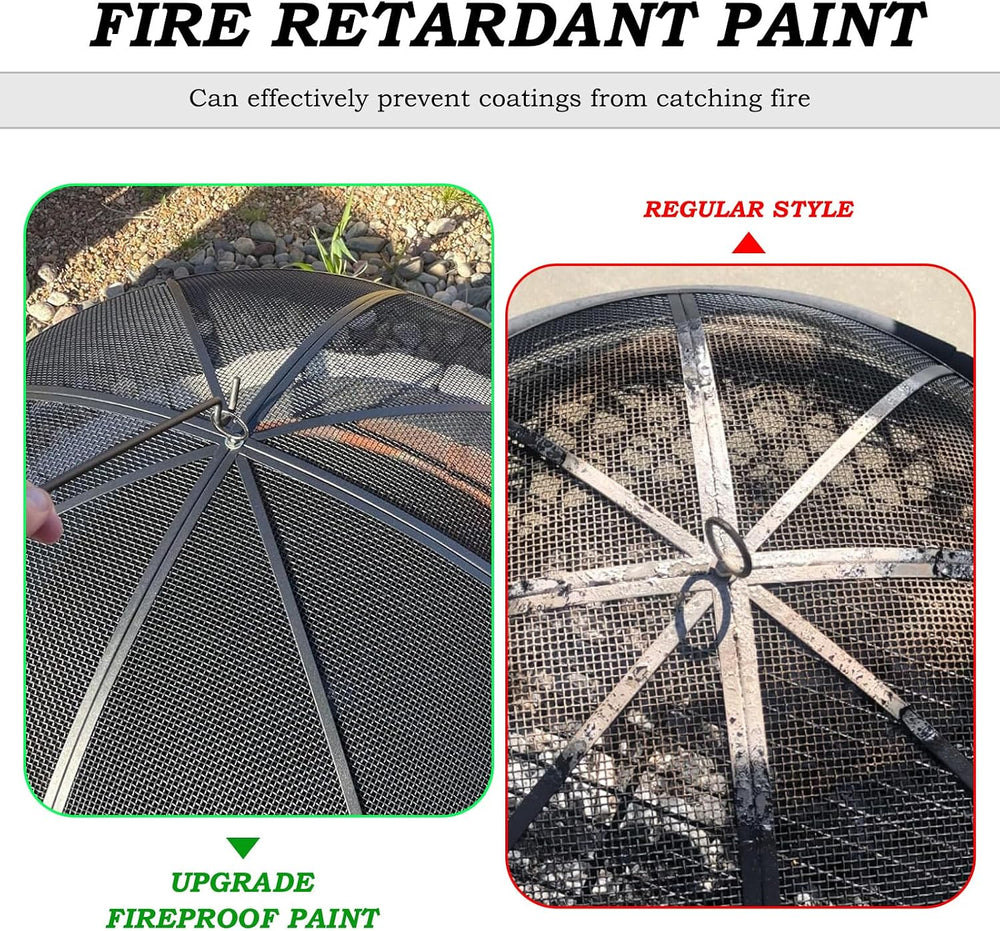 Fire Pit Spark Screen, 22 Inch Diameter Fire Pit Screen with Handle & Pok...