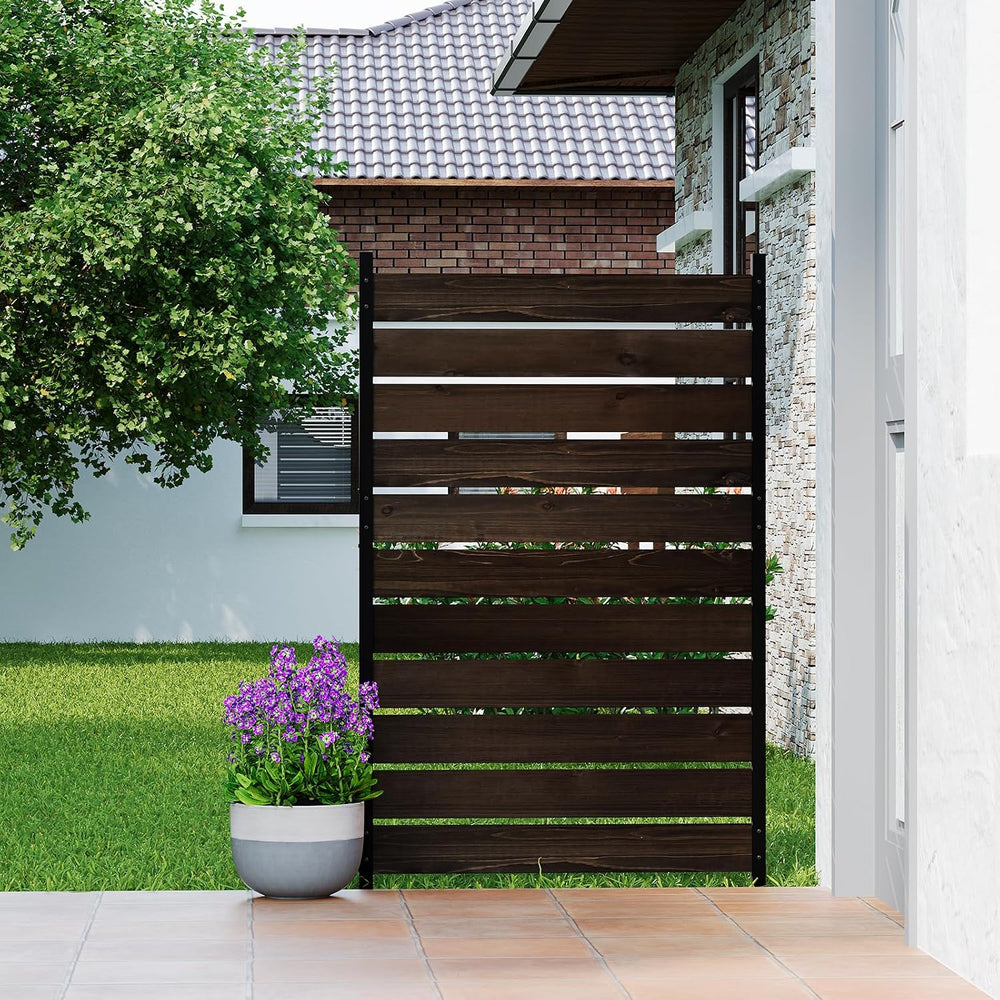 61" H x 38" W No Dig Wood Privacy Screen Fence Panel, Outdoor Decor...