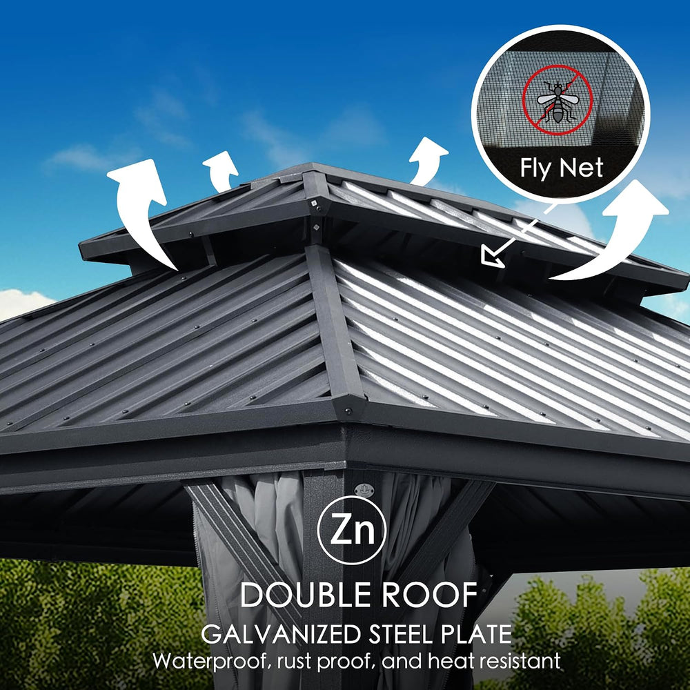 Kozyard Caesar 10'x12' Hardtop Gazebo - Permanent Metal Pavilion