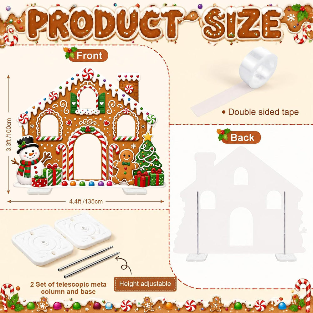 Qunclay 4.4 ft Christmas Gingerbread House Cardboard Cutout with Base
