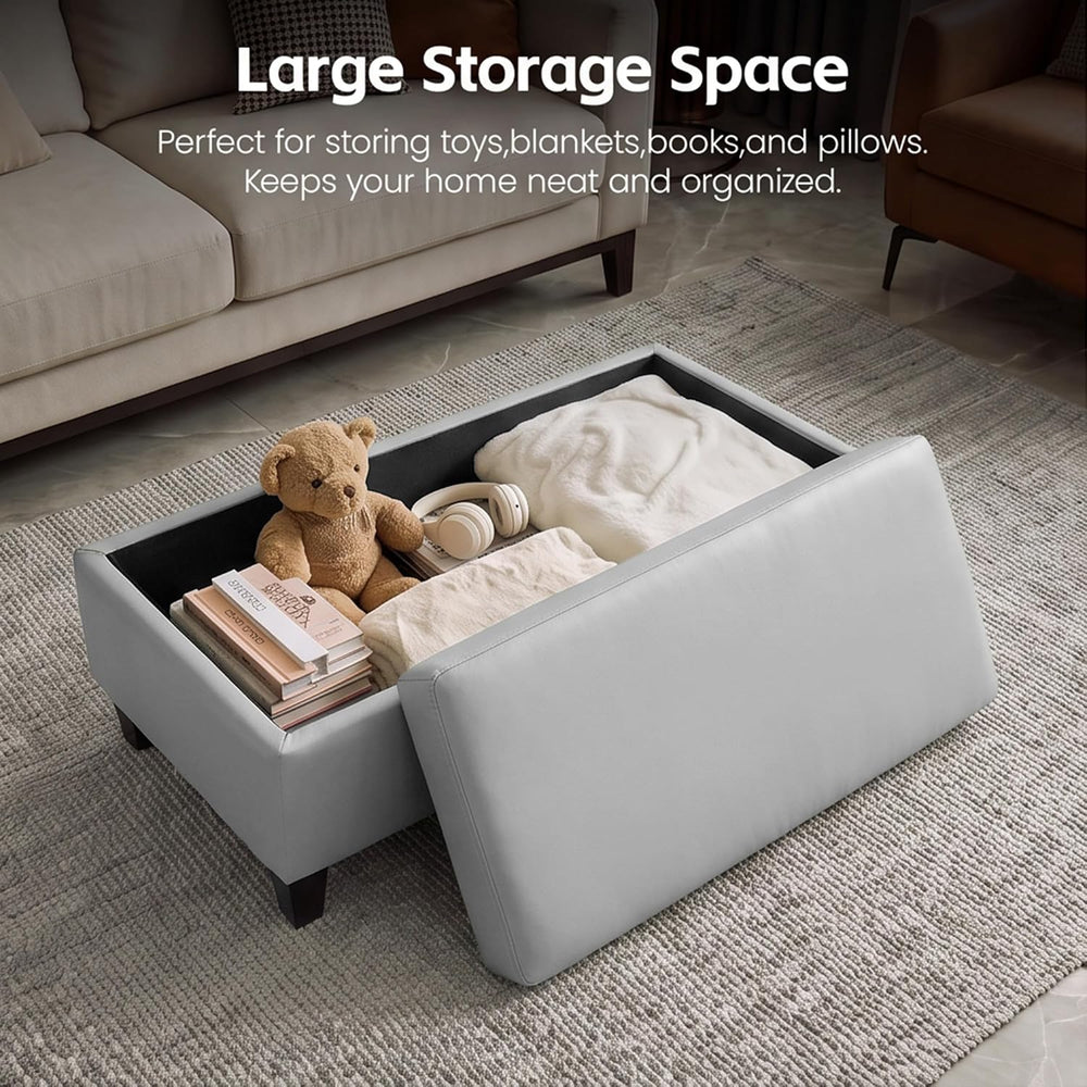 GENTEACO 45" Ottoman Coffee Table with Storage, Reversible Wooden Tray T...