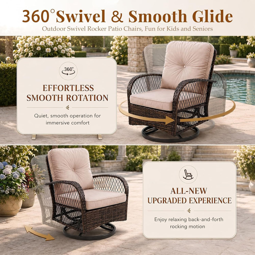 Outdoor Swivel Rocker Patio Chairs, 3 Piece Patio Furniture Set
