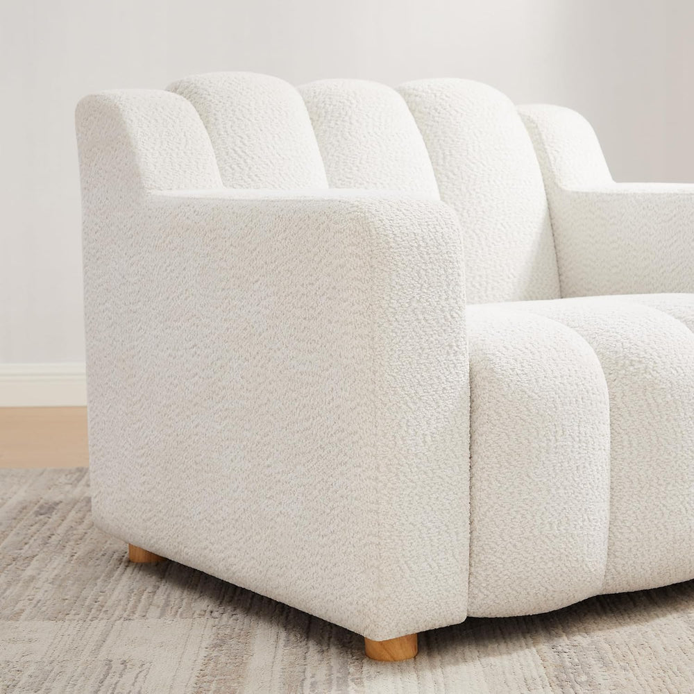 VANOMi Oversized Accent Chair for Living Room, Boucle White, Set of 2
