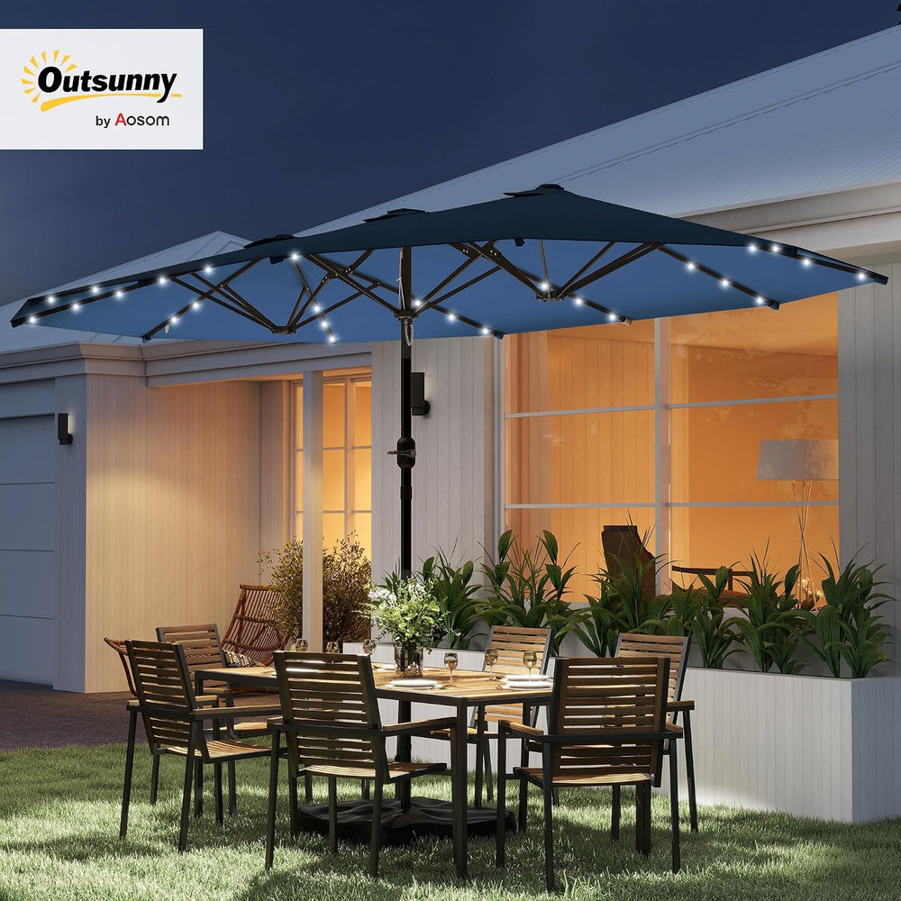 Outsunny 14.4ft Large Patio Umbrella with 36 Solar LED Lights