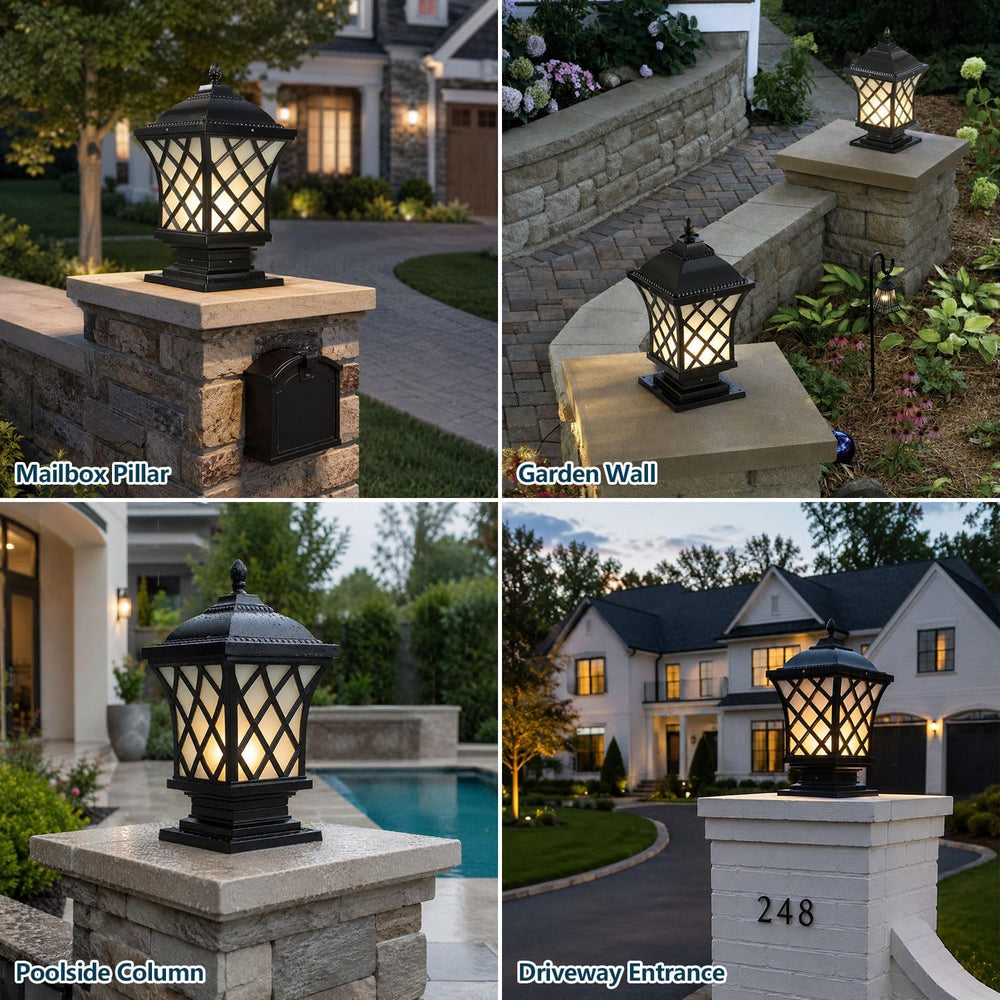 Large Post Lights Outdoor, 18.9″ H Aluminum Column Lights Waterproof, Hard Wi...