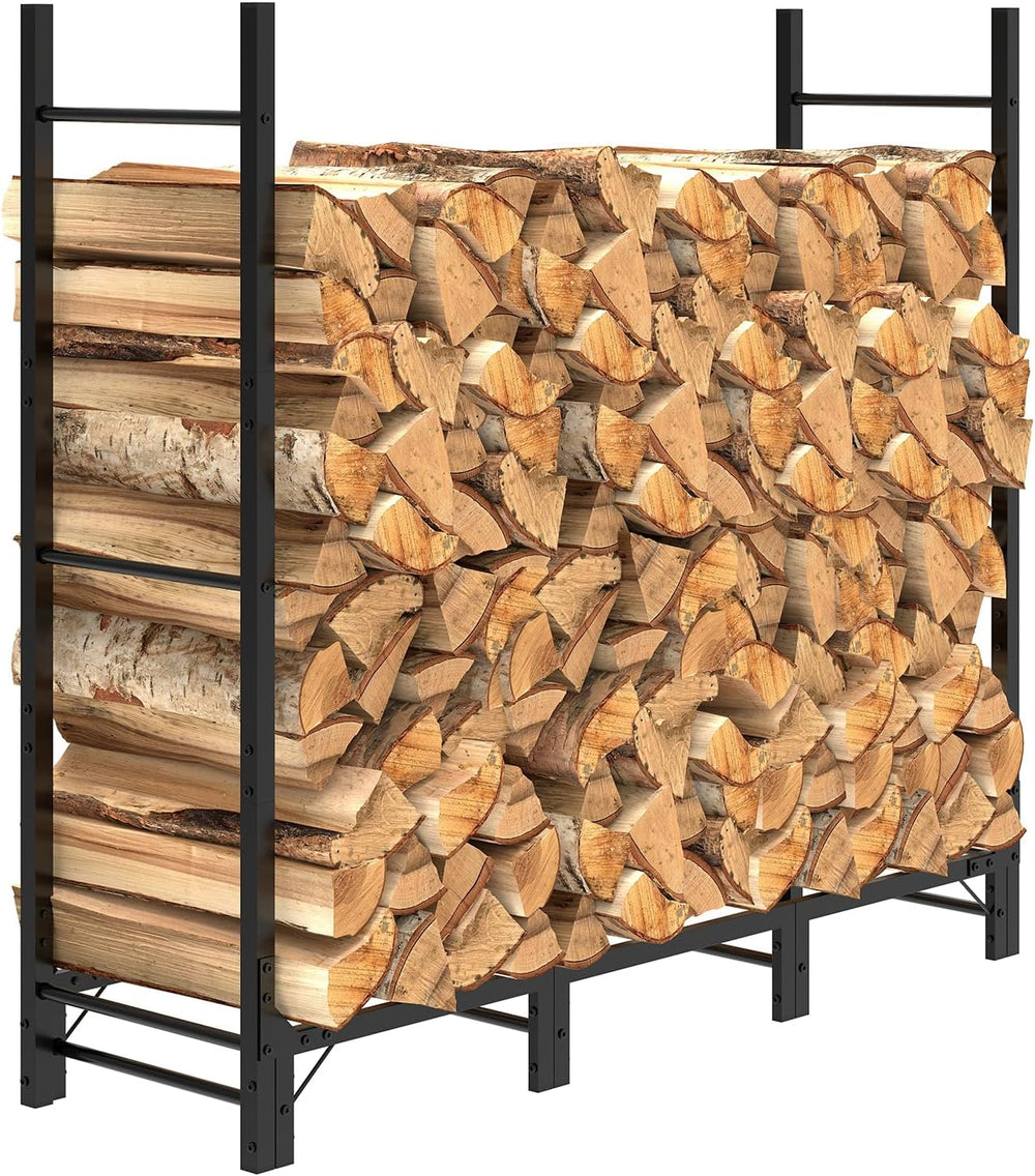 C-Hopetree 4Ft Outdoor Indoor Firewood Rack, Adjustable Metal Log Holder for ...