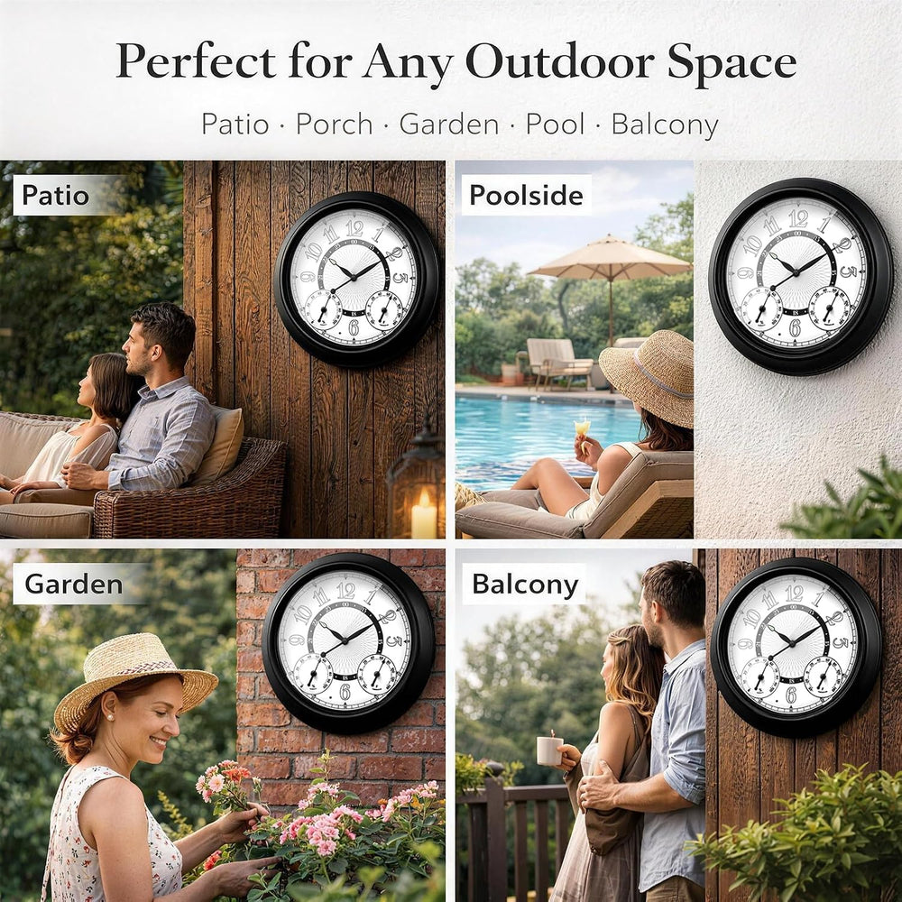 Pytha Sight 18 Inch Metal Illuminated Outdoor Clocks for Patio Waterproof