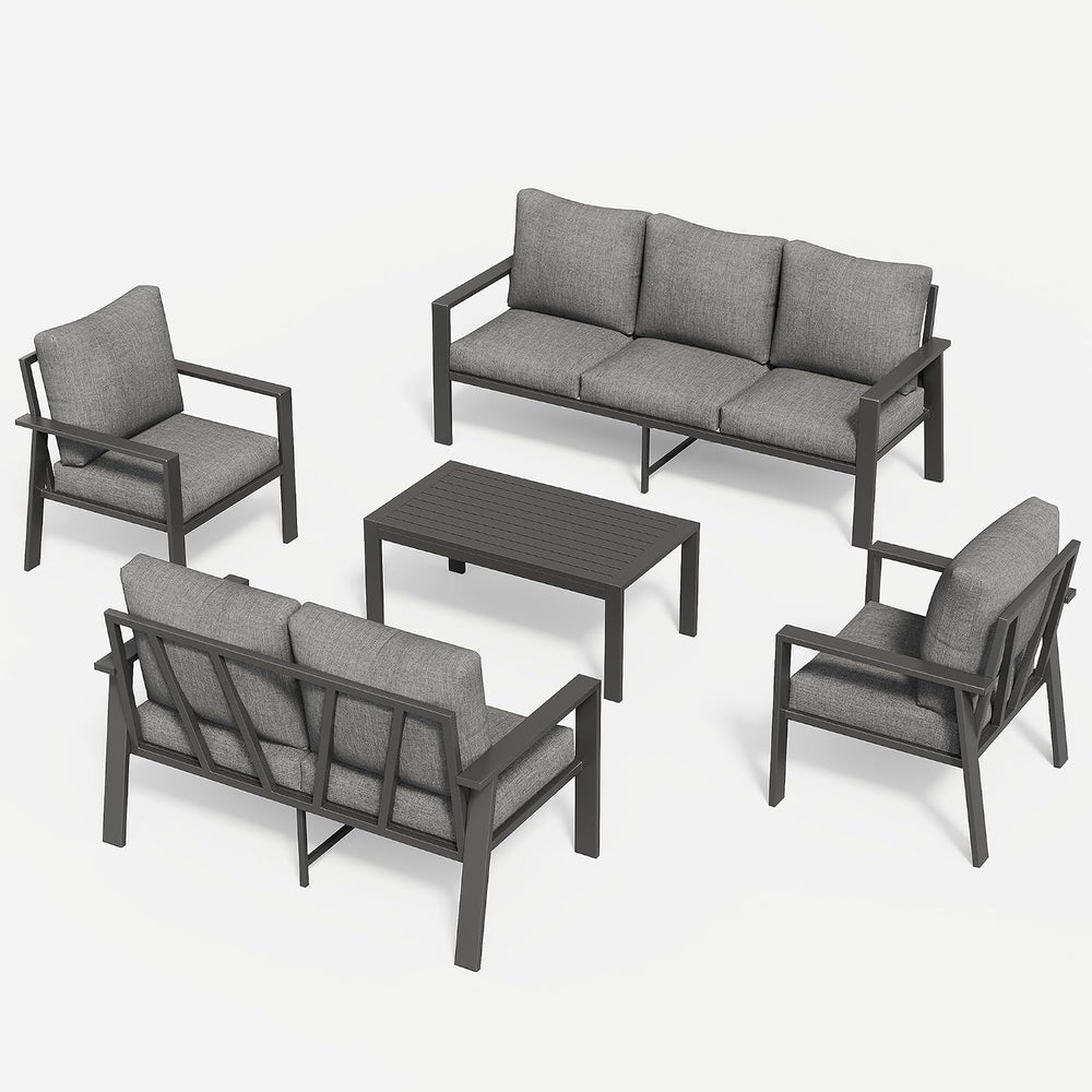 Aluminum Patio Conversation Set with Coffee Table 5 Pieces Deck Outdoor Furni...
