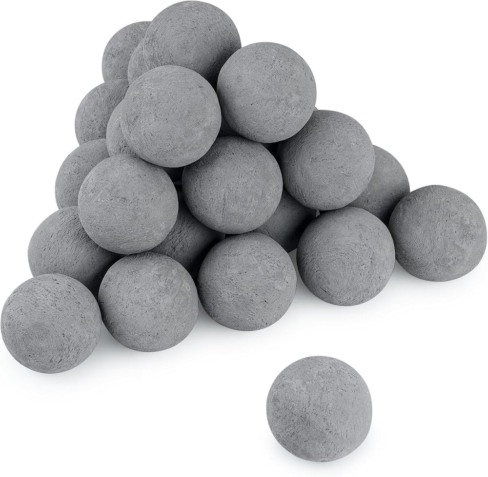Stanbroil 2 inch Ceramic Fire Pit Balls, Set of 25 Round Balls, Gray