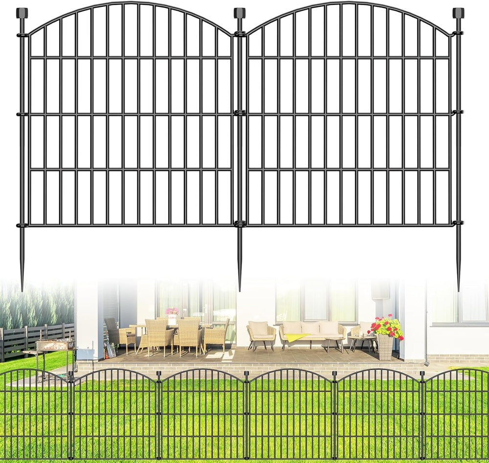 10 Panel No Dig Decorative Garden Fence 24" H x 20'L Outdoor Dog Bar...